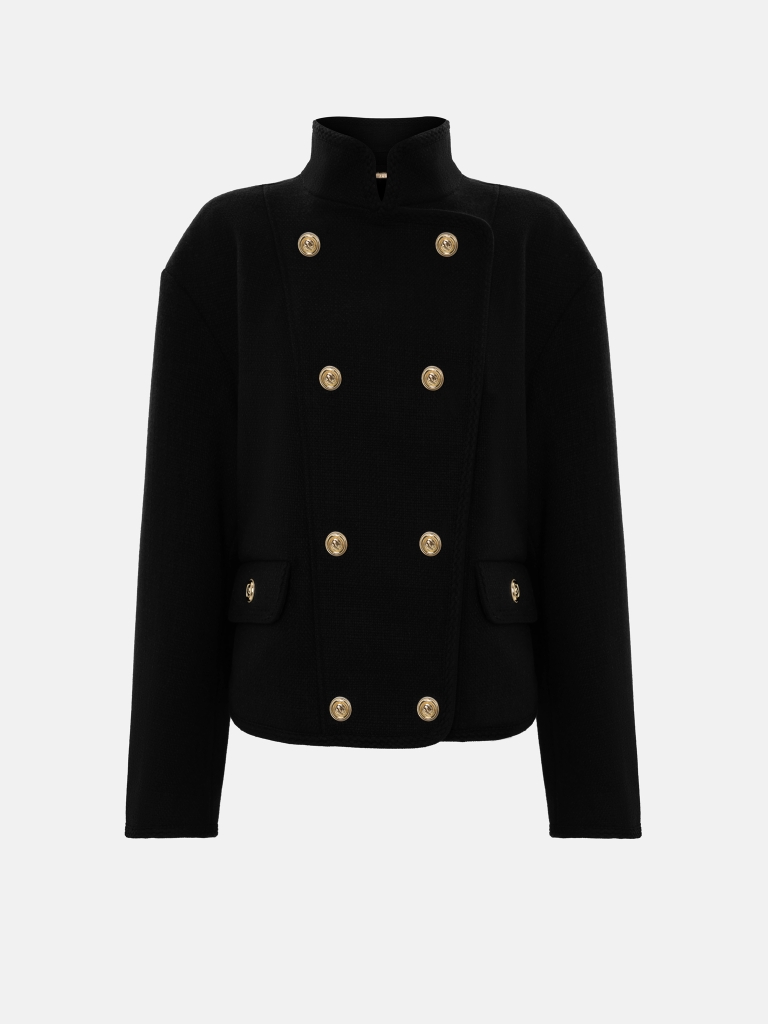 Double-breasted coat jacket with golden buttons