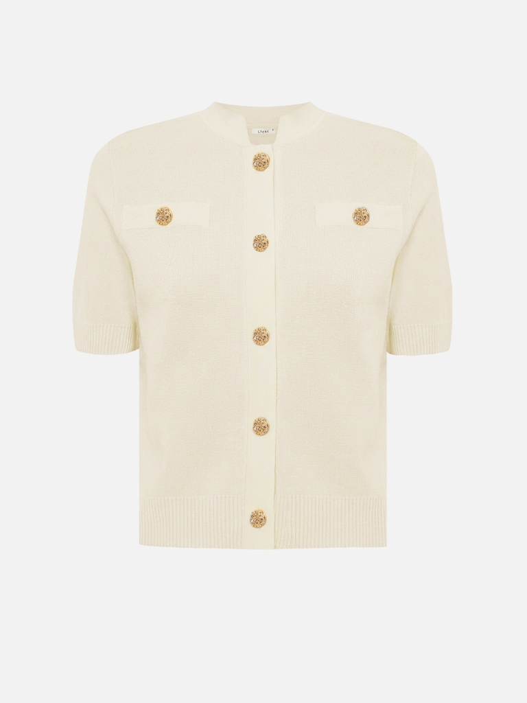 Short-sleeved knitted cardigan