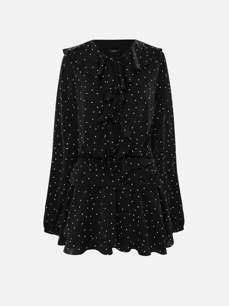 Lightweight mini dress with polka dots