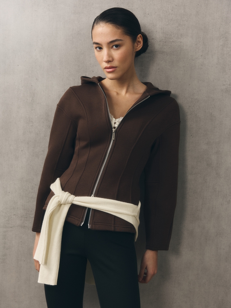 Bluza z zamkiem błyskawicznym i bufiastymi rękawami