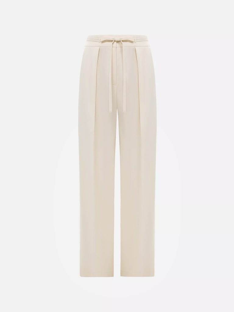 Loose pants with ties at the waist