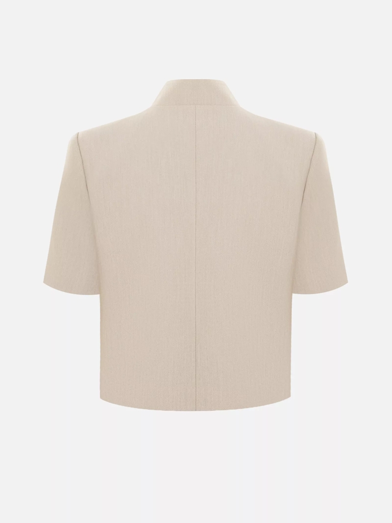 Jacket with short sleeves and oversized buttons