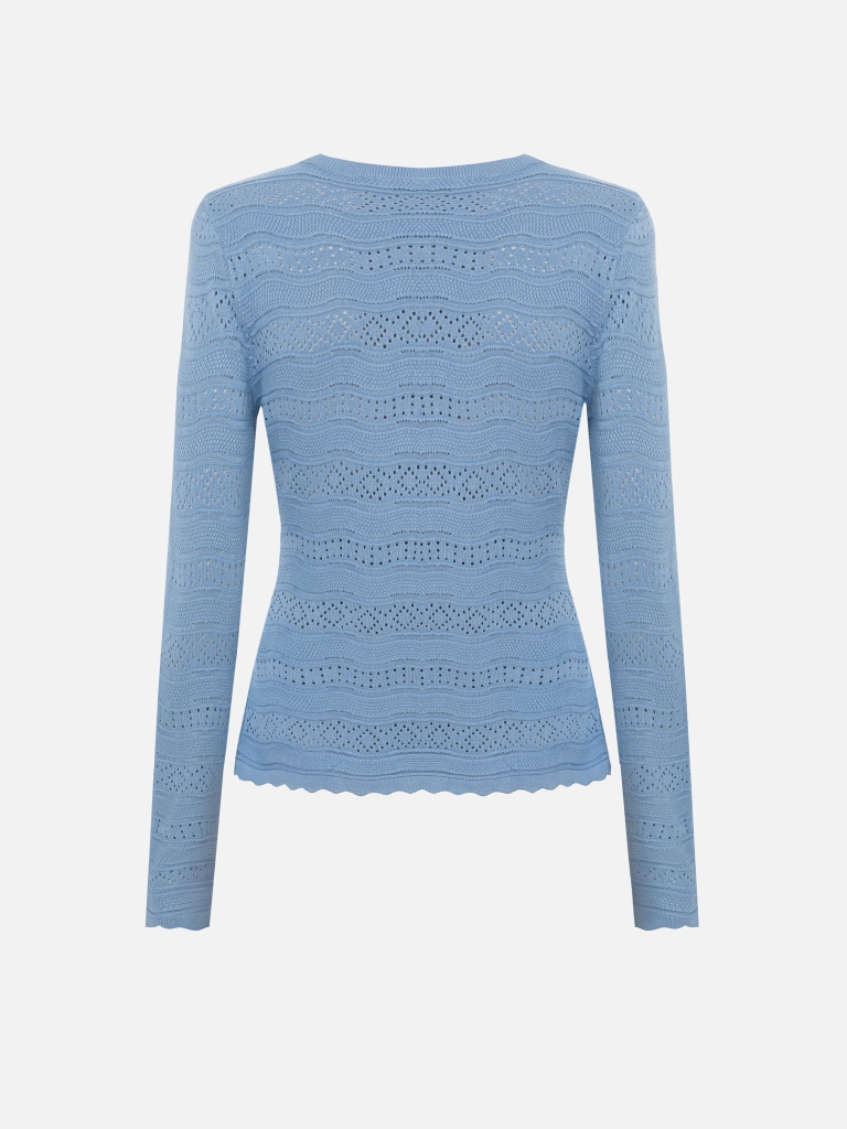 Openwork knitted cardigan with ties