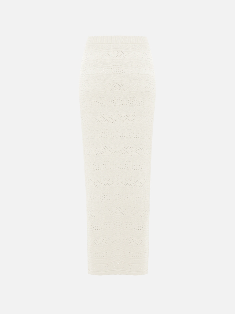 Openwork knitted maxi skirt