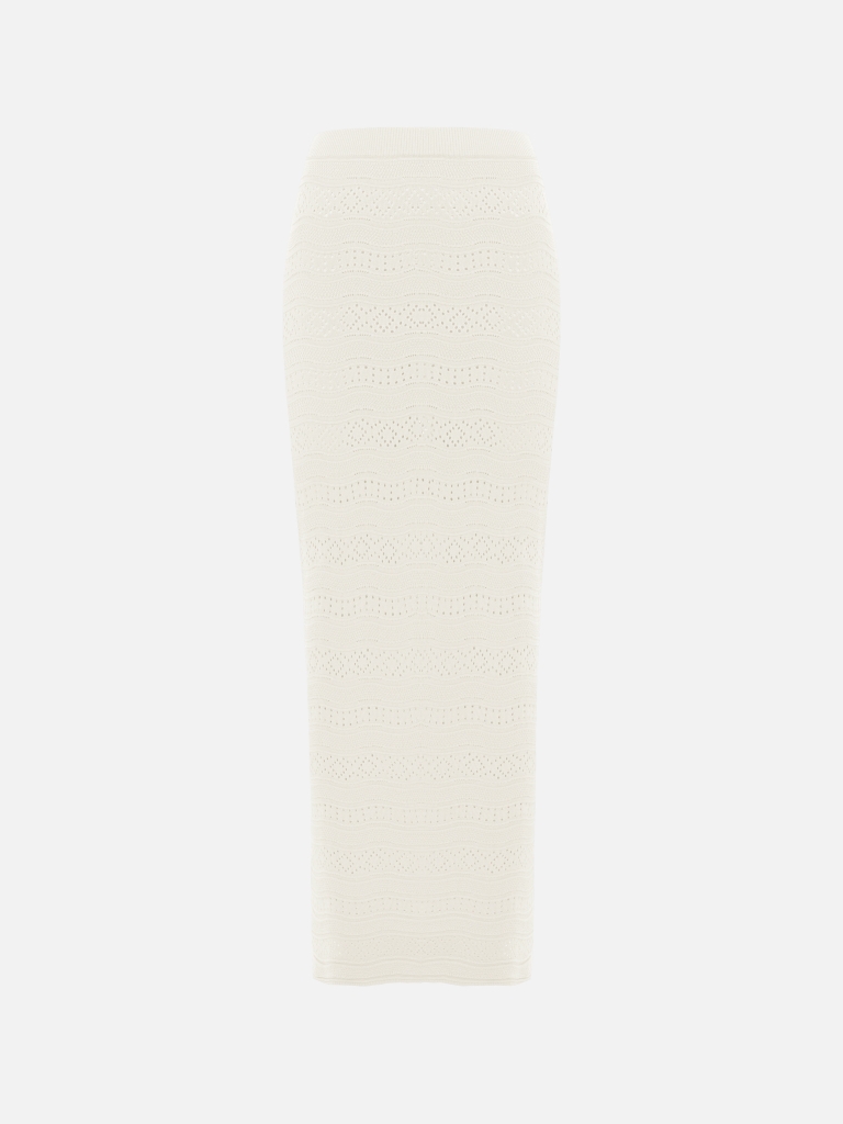 Openwork knitted maxi skirt
