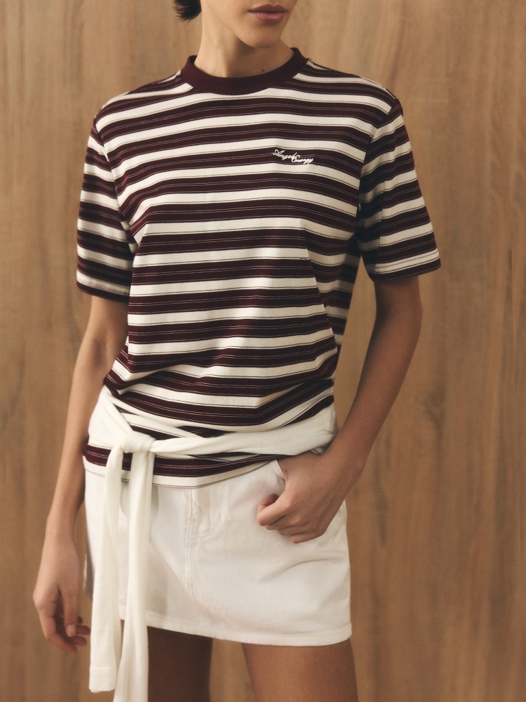 Loose striped T-shirt with lettering