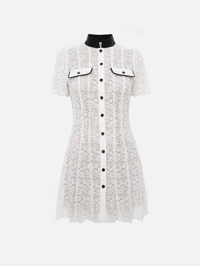 Guipure mini dress with contrasting details