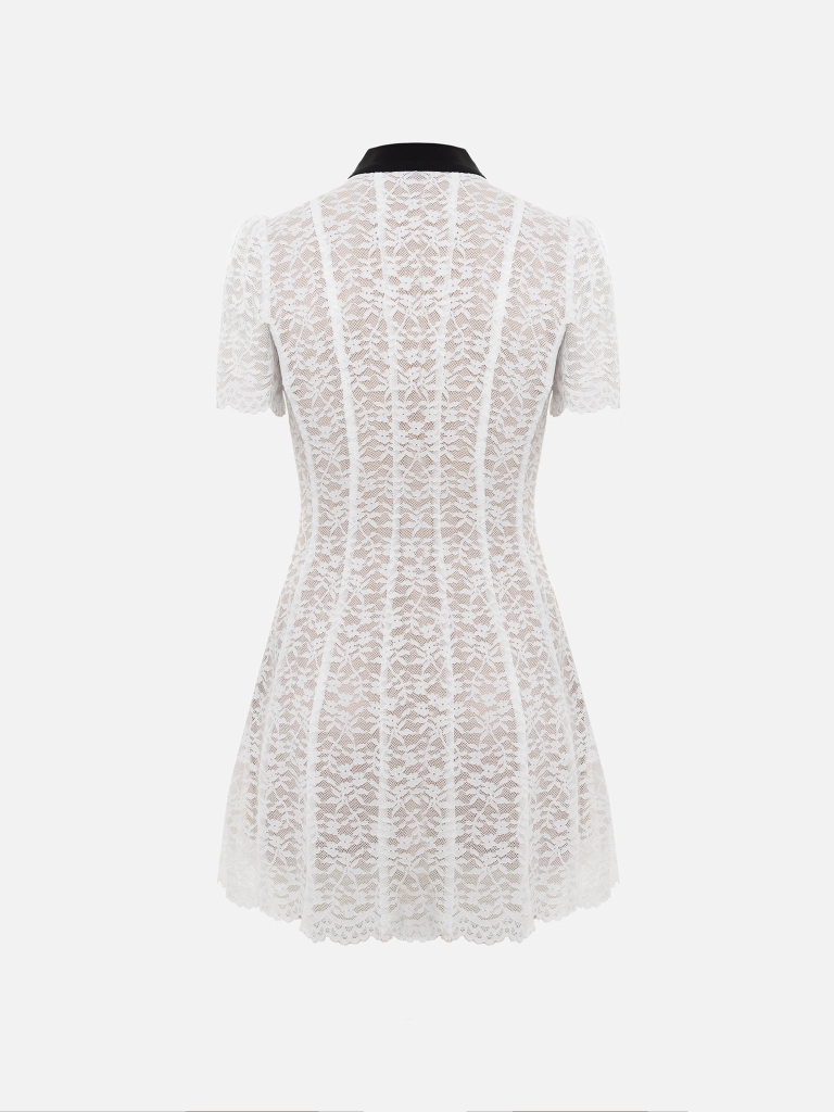 Guipure mini dress with contrasting details