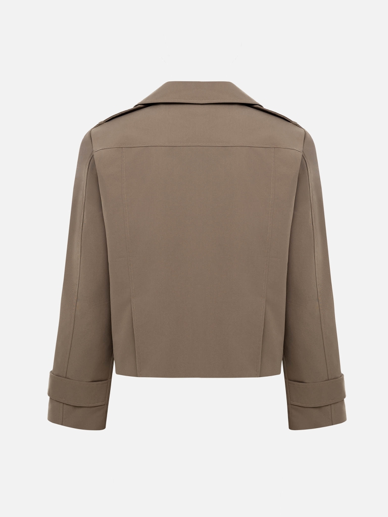 Cropped straight-cut trench coat with wide lapels