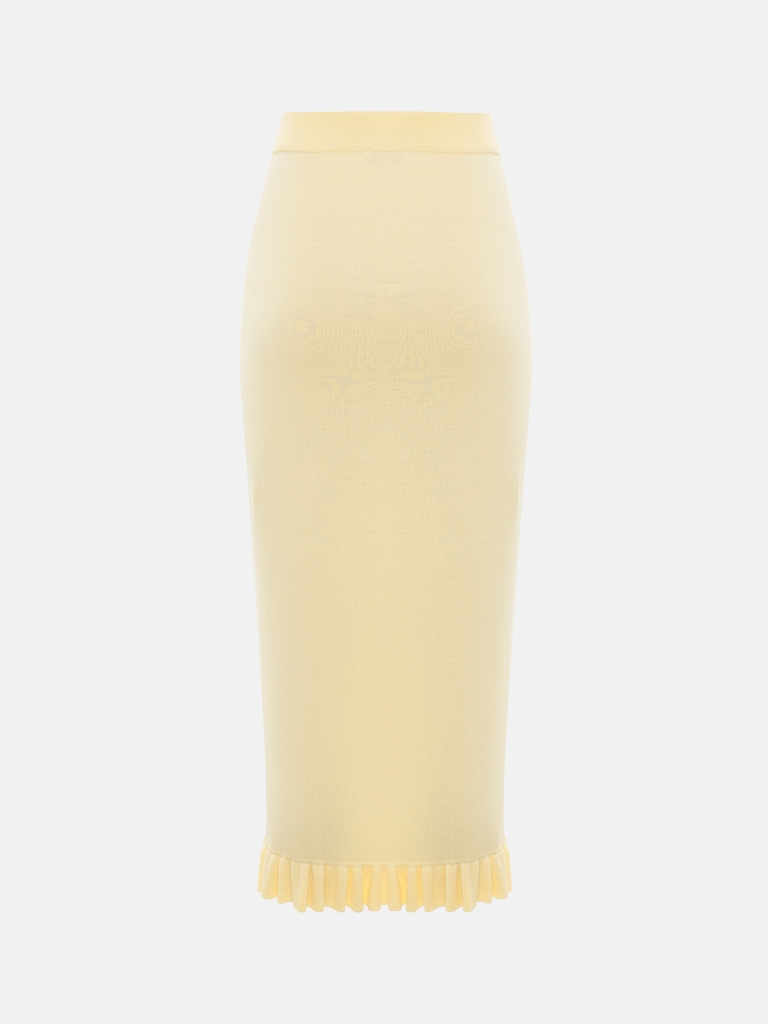 Юбка миди гладкой вязки с оборками
