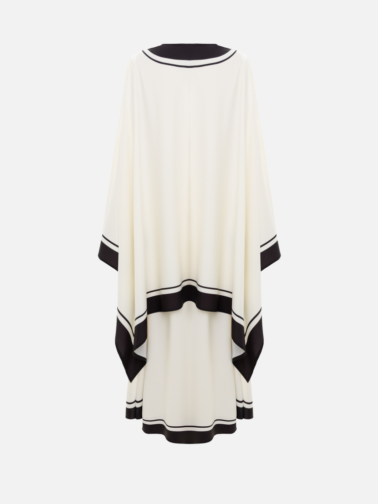 Maxi dress with a cape and contrasting details