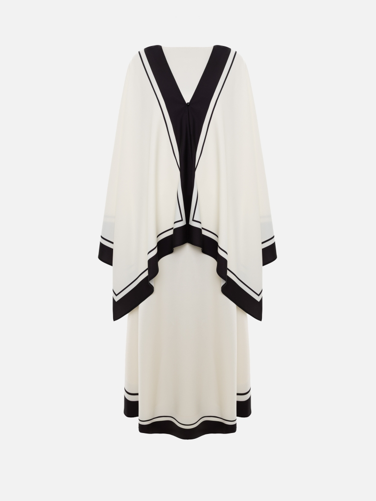 Maxi dress with a cape and contrasting details