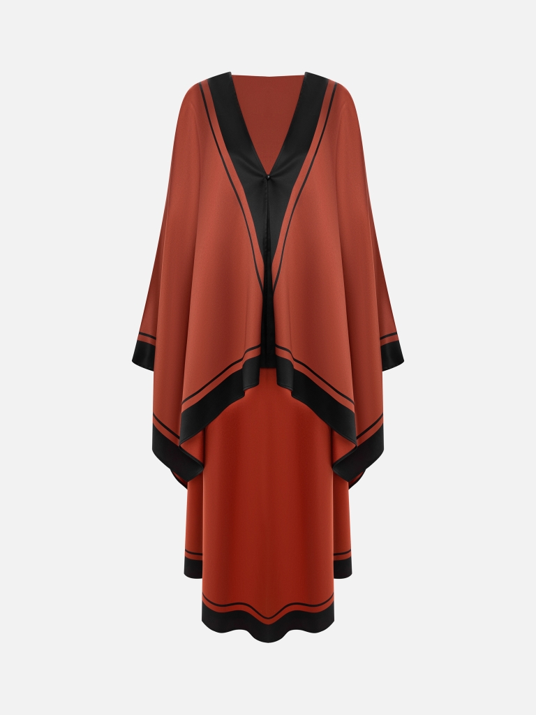Maxi dress with a cape and contrasting details