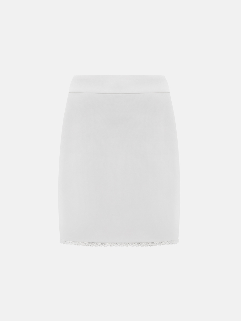 Прямая юбка мини из вискозы с ажурным декором