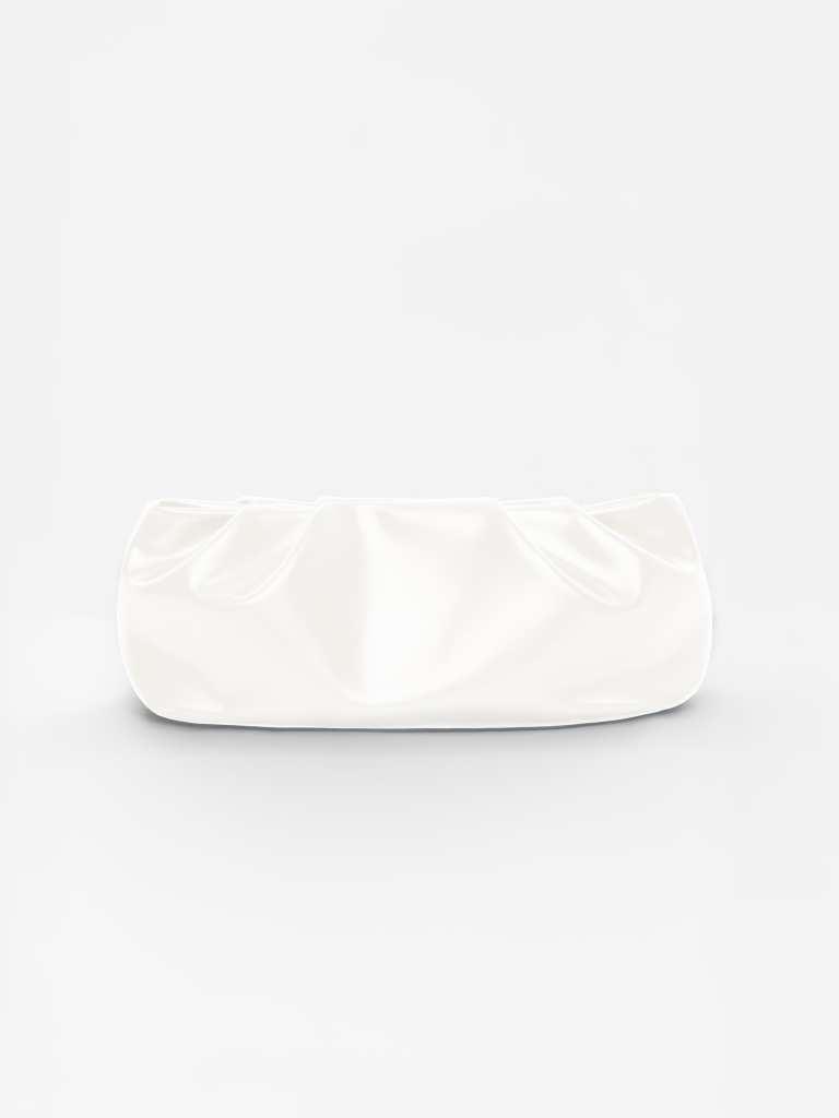 Voluminous eco-leather clutch bag with a thin strap