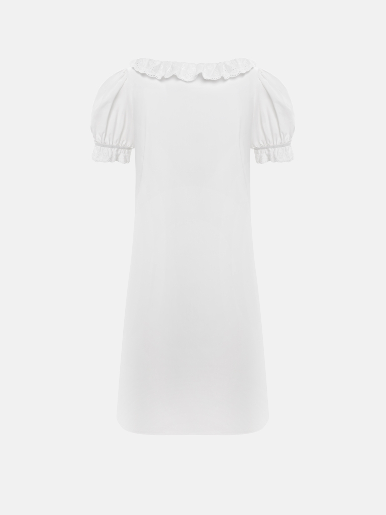 Платье мини из легкой ткани с ажурными оборками