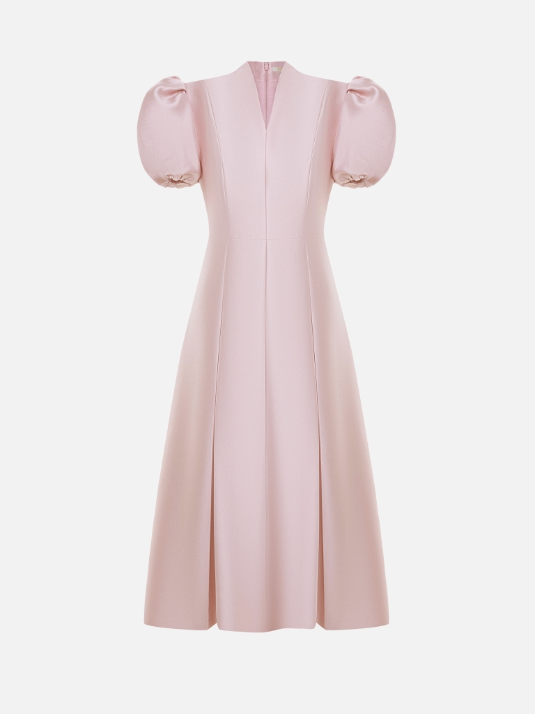 Sukienka o długości midi z rękawami typu lampion i bufiastą spódnicą