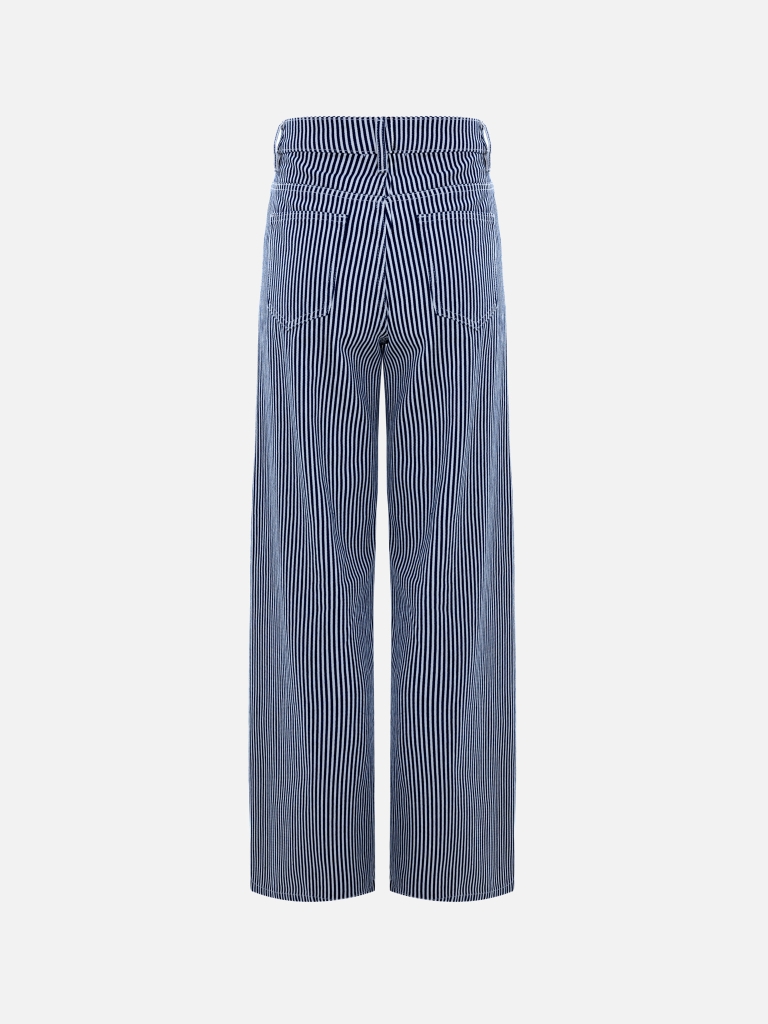 Relaxed striped jeans with waist ties