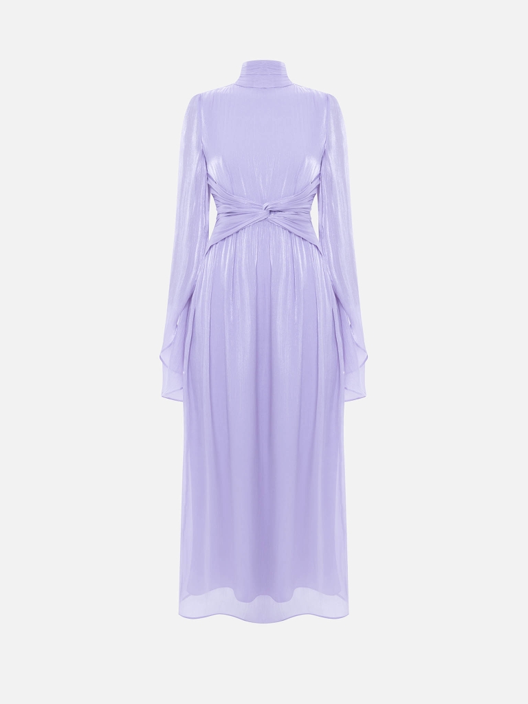 Metallic fabric maxi dress with light sleeves