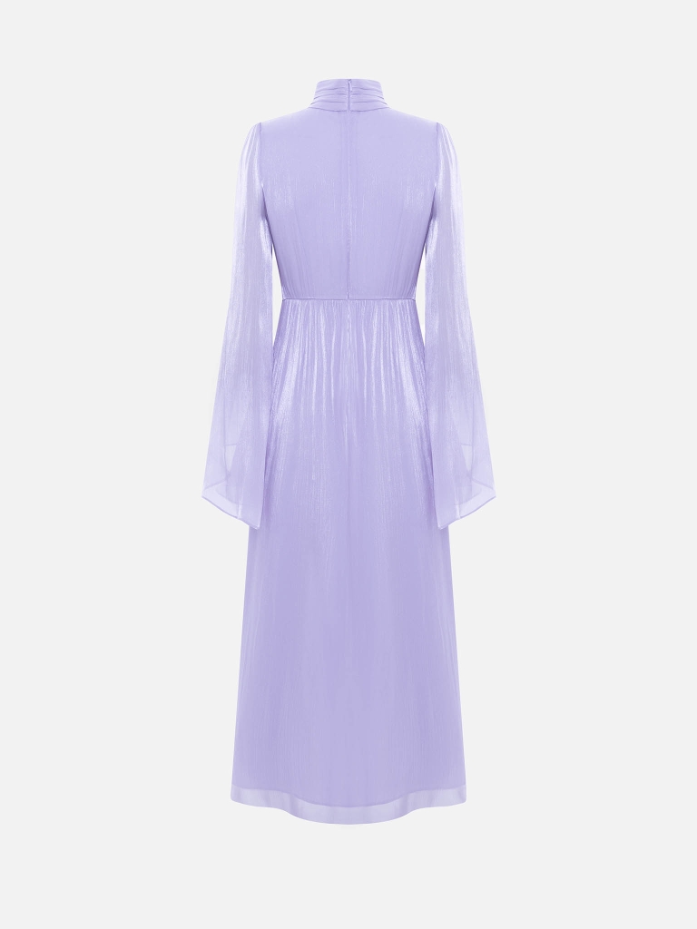 Metallic fabric maxi dress with light sleeves