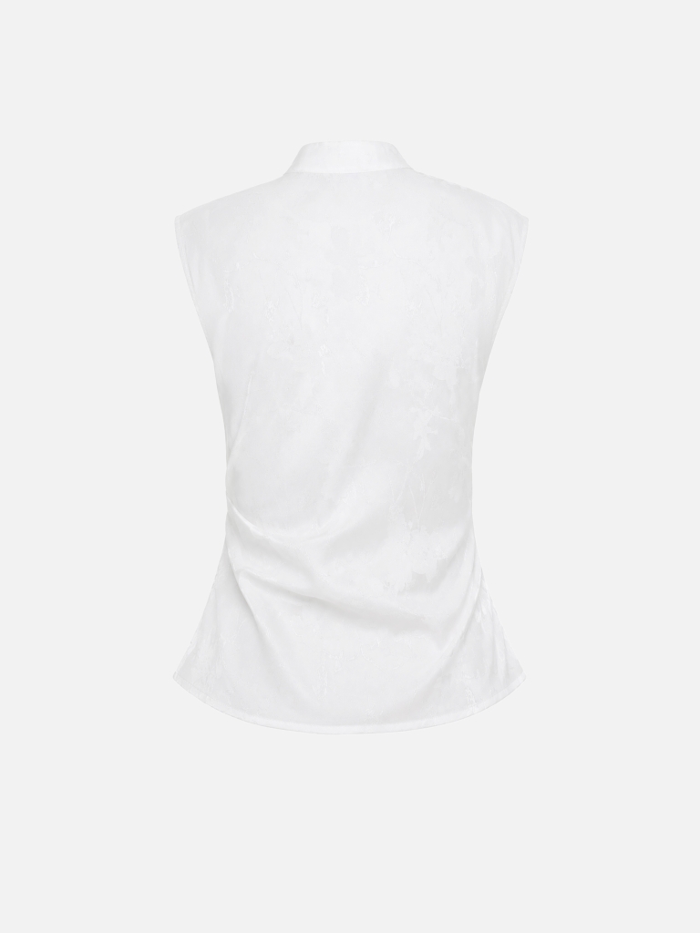 Taillierte Bluse mit Blumenmuster und asymmetrischem Verschluss