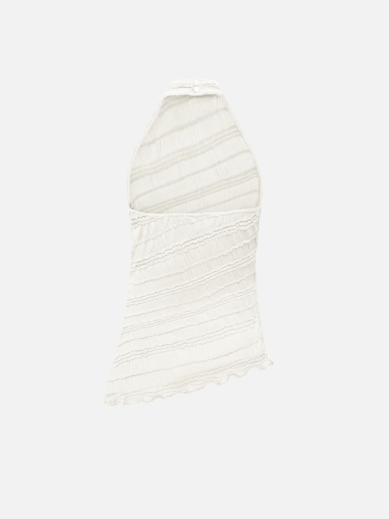 Elongated top in crinkled fabric