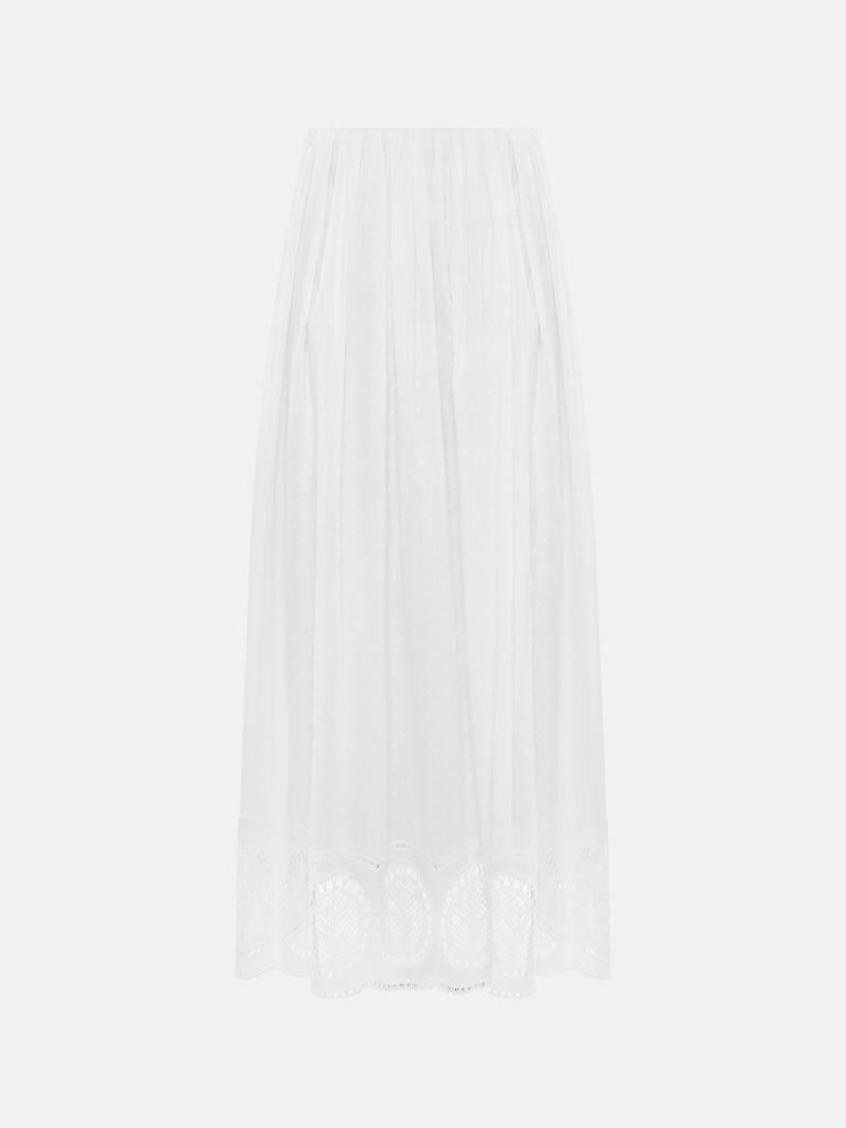 Maxi skirt with knitted lily motif
