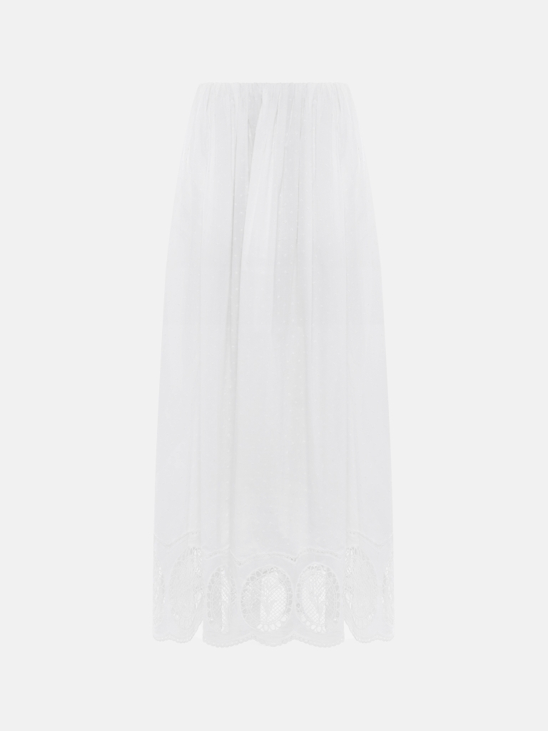 Maxi skirt with knitted lily motif