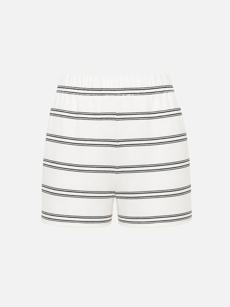Cotton mini shorts with contrasting stripes