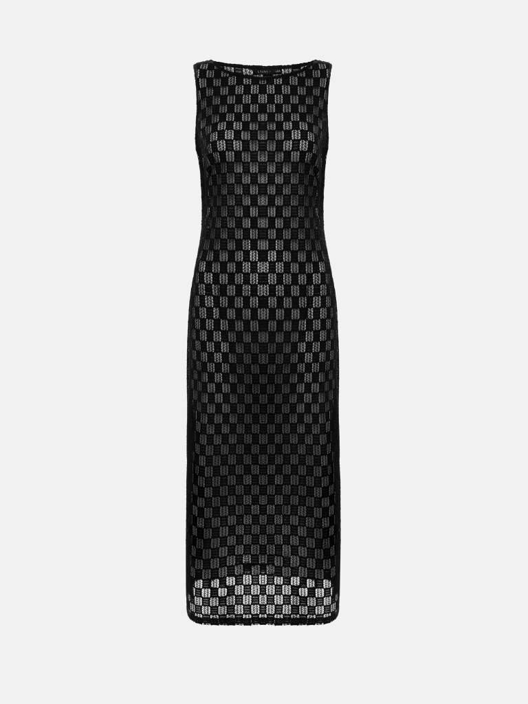 Feinstrick-Midi-Hemdblusenkleid ohne Ärmel