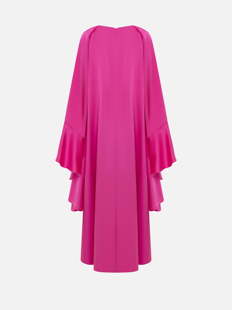 Voluminous maxi dress with flounce sleeves