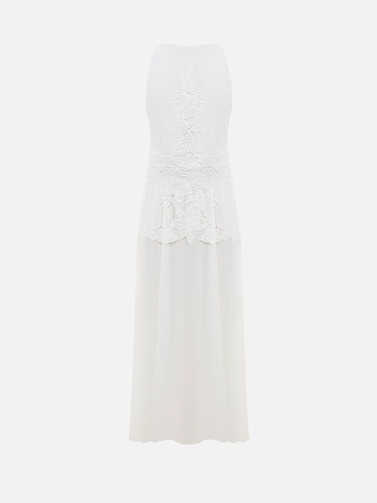 Robe maxi avec un corsage en guipure et une jupe légère