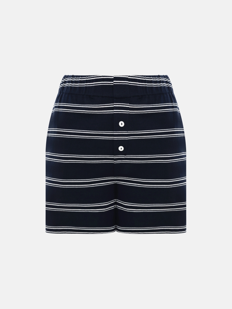 Cotton mini shorts with contrasting stripes