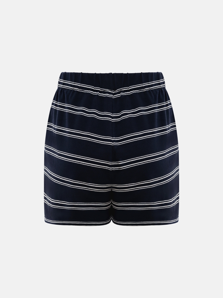 Cotton mini shorts with contrasting stripes