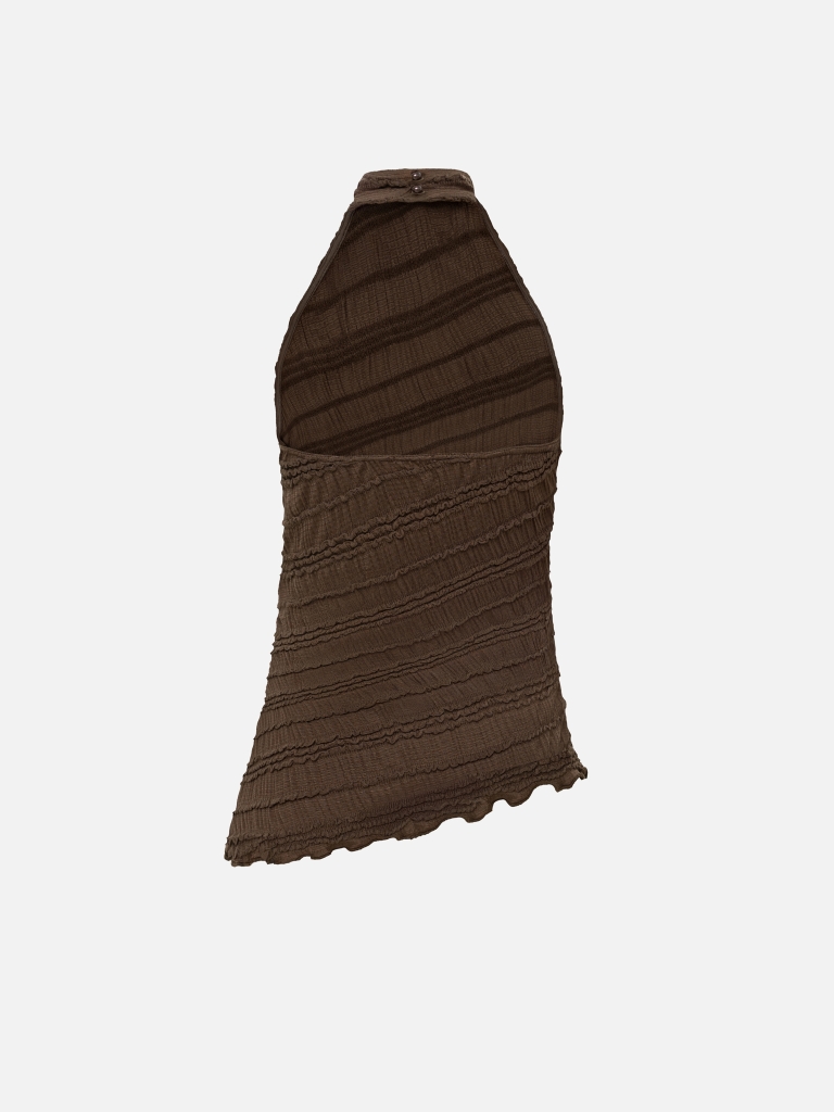 Elongated top in crinkled fabric