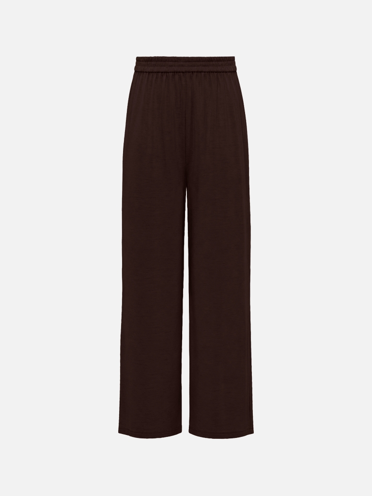 Loose-fitting viscose and linen trousers with pleats at the waist