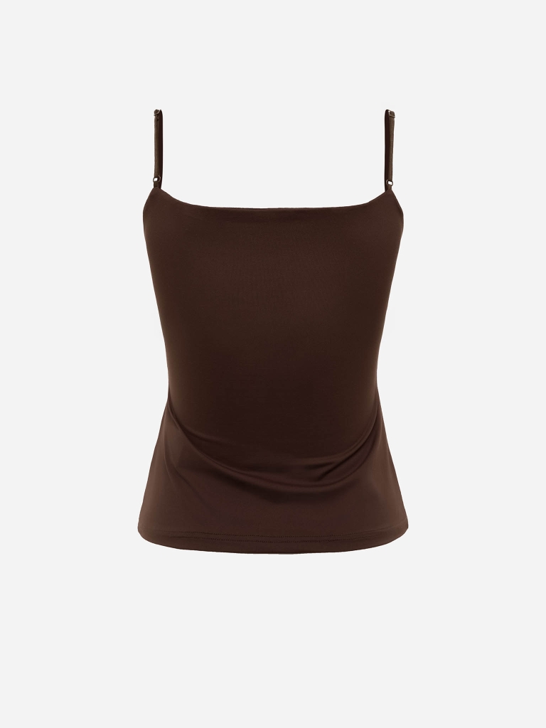 Fitted strappy top in stretchy fabric