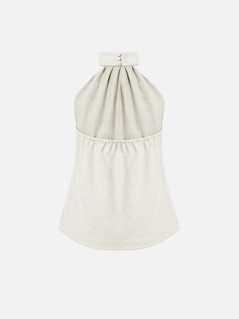 Drapiertes strukturiertes Top mit Neckholder