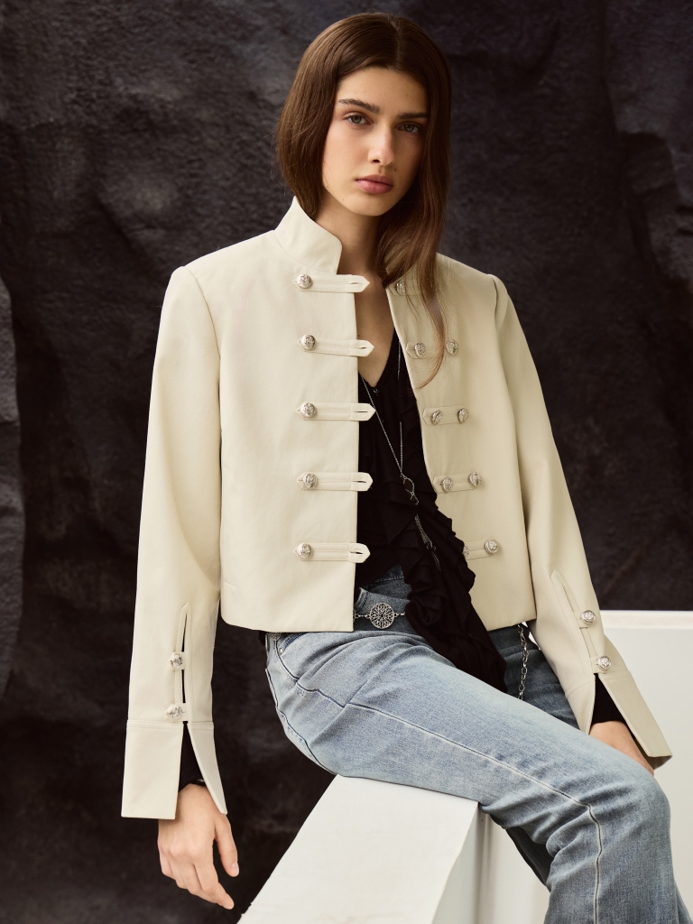 Hussar-style jacket with metallic buttons