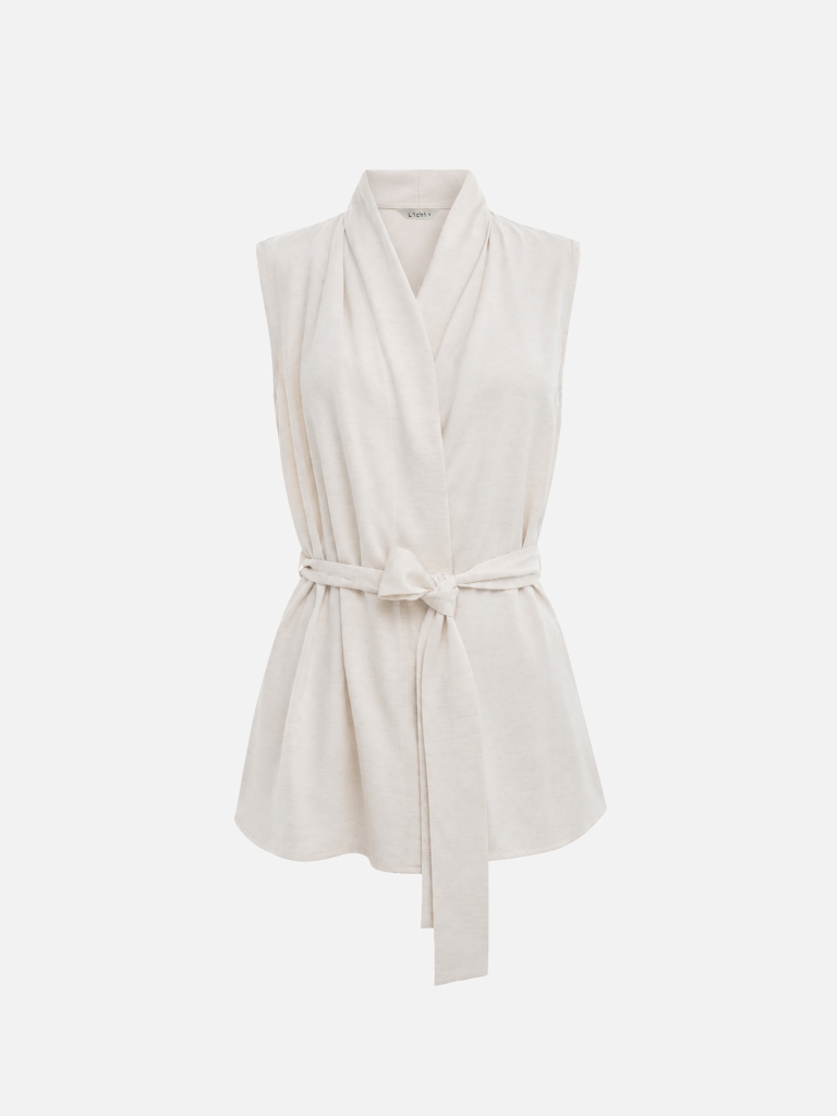 Wrap waistcoat with a wide belt
