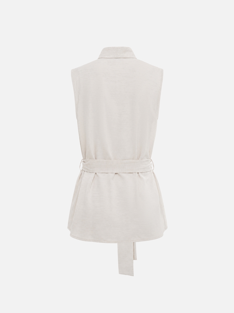 Wrap waistcoat with a wide belt
