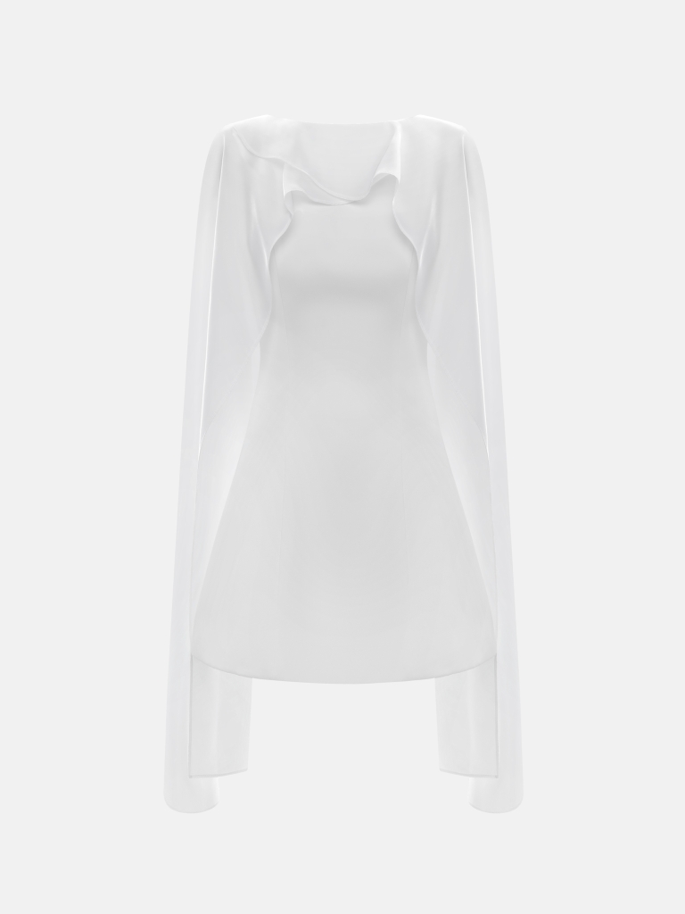 Платье мини с полупрозрачным шлейфом