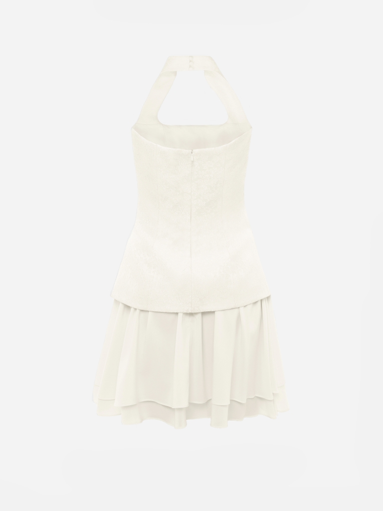 Платье мини с лифом из жаккарда и легкой юбкой