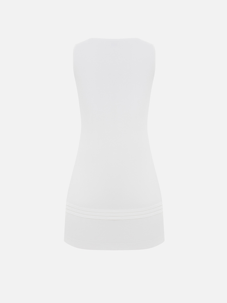 Straight-cut mini dress in cotton and linen