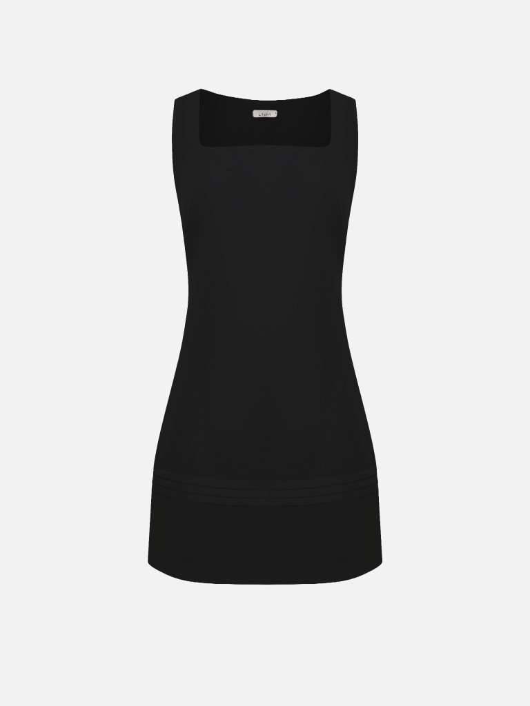 Straight-cut mini dress in cotton and linen