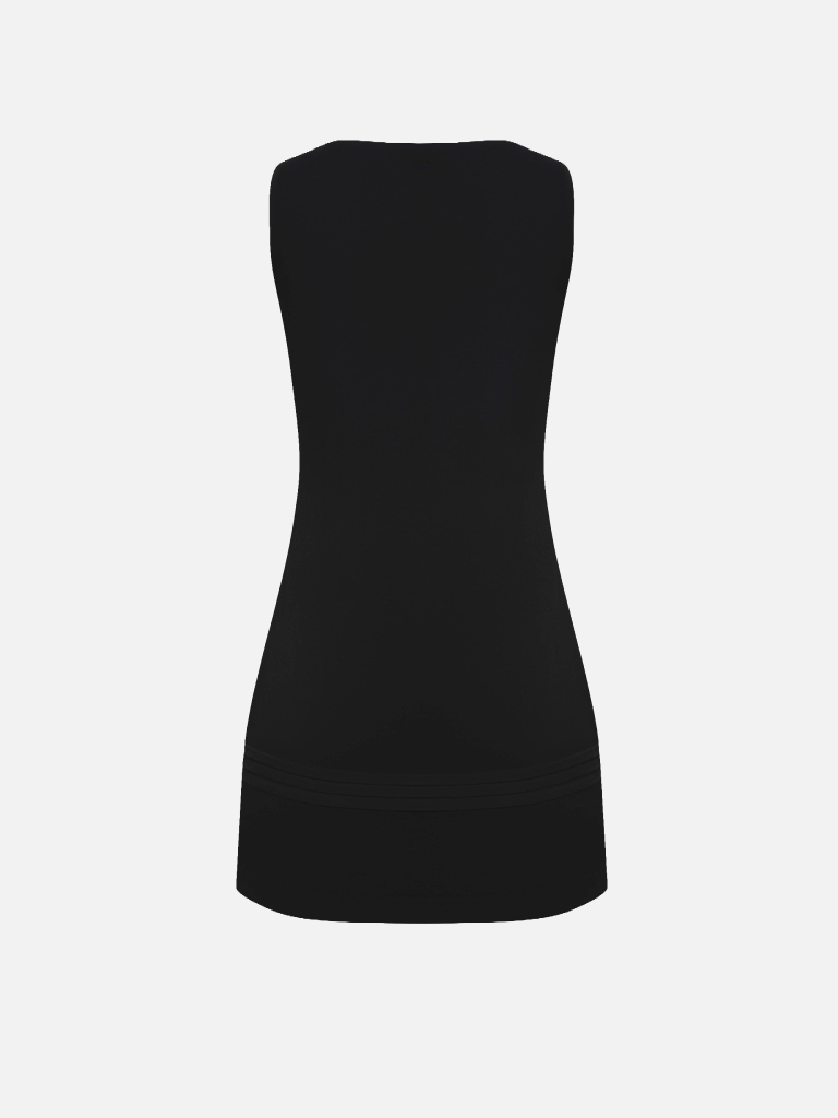 Straight-cut mini dress in cotton and linen
