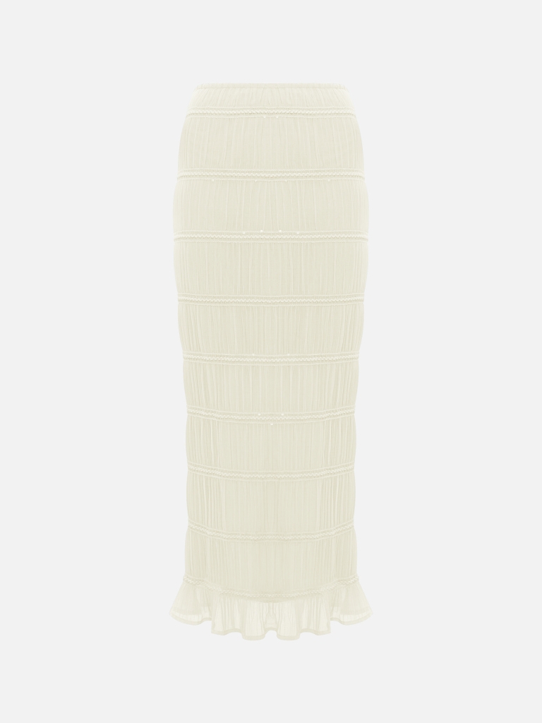 Maxi skirt in crinkled fabric