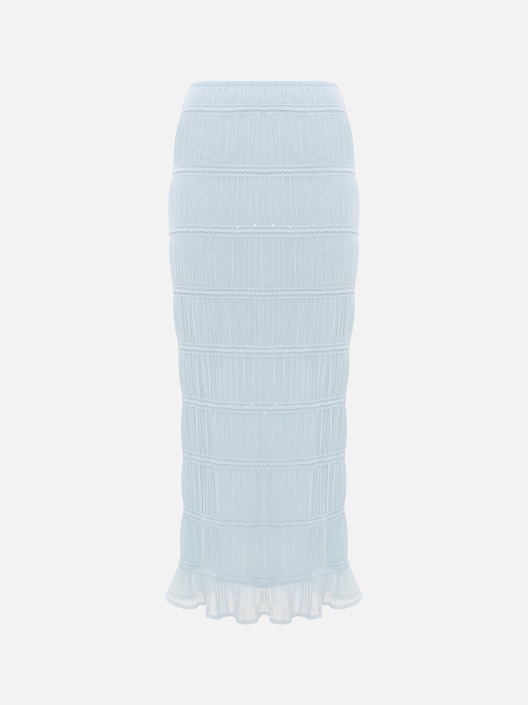 Maxi skirt in crinkled fabric