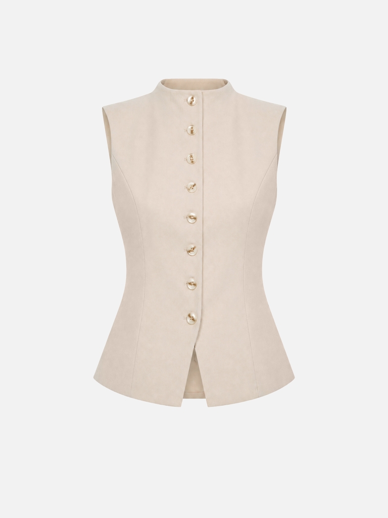 Fitted waistcoat with high collar