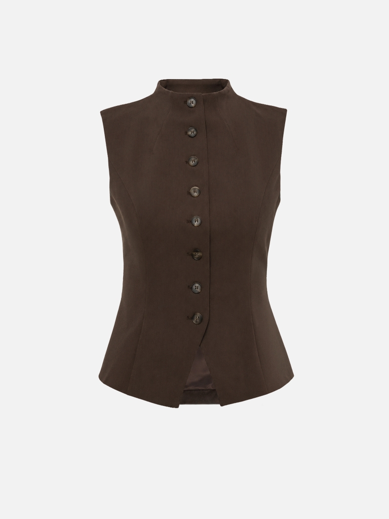 Fitted waistcoat with high collar